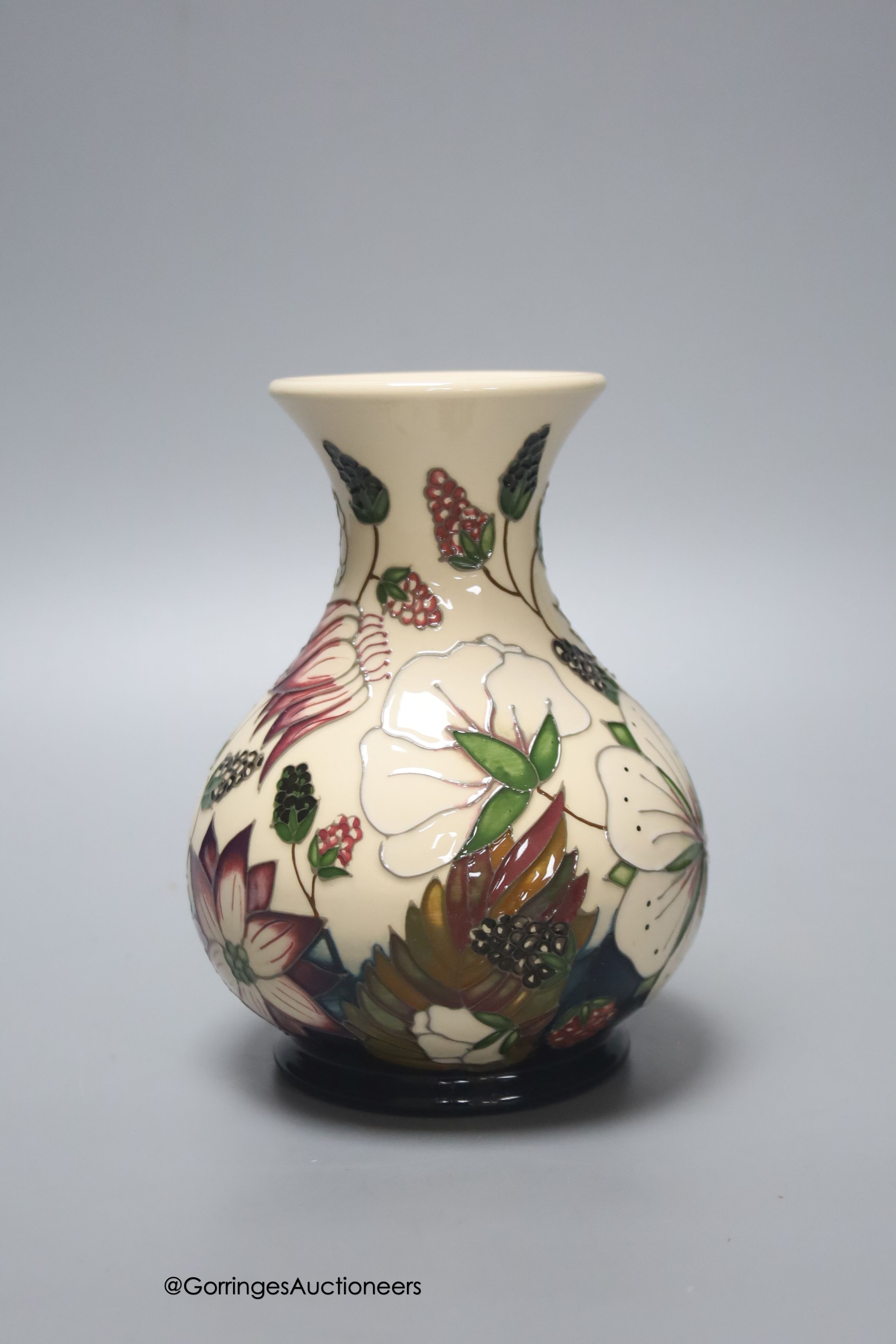 A Moorcroft vase in the Bramble Revisited design by Alicia Amison, shape M1/6, height 15cm